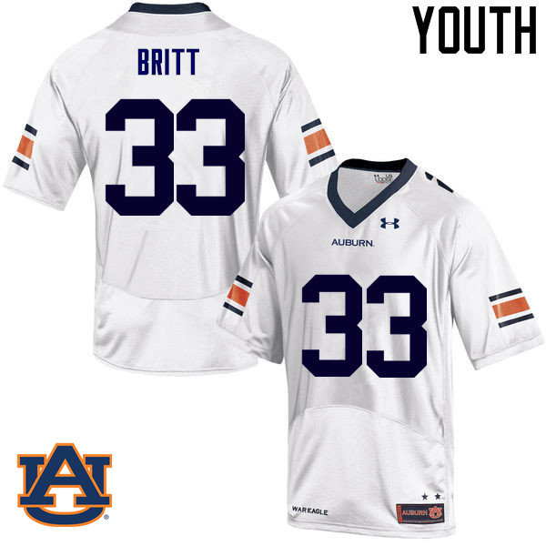 Youth Auburn Tigers #33 K.J. Britt College Football Jerseys Sale-White